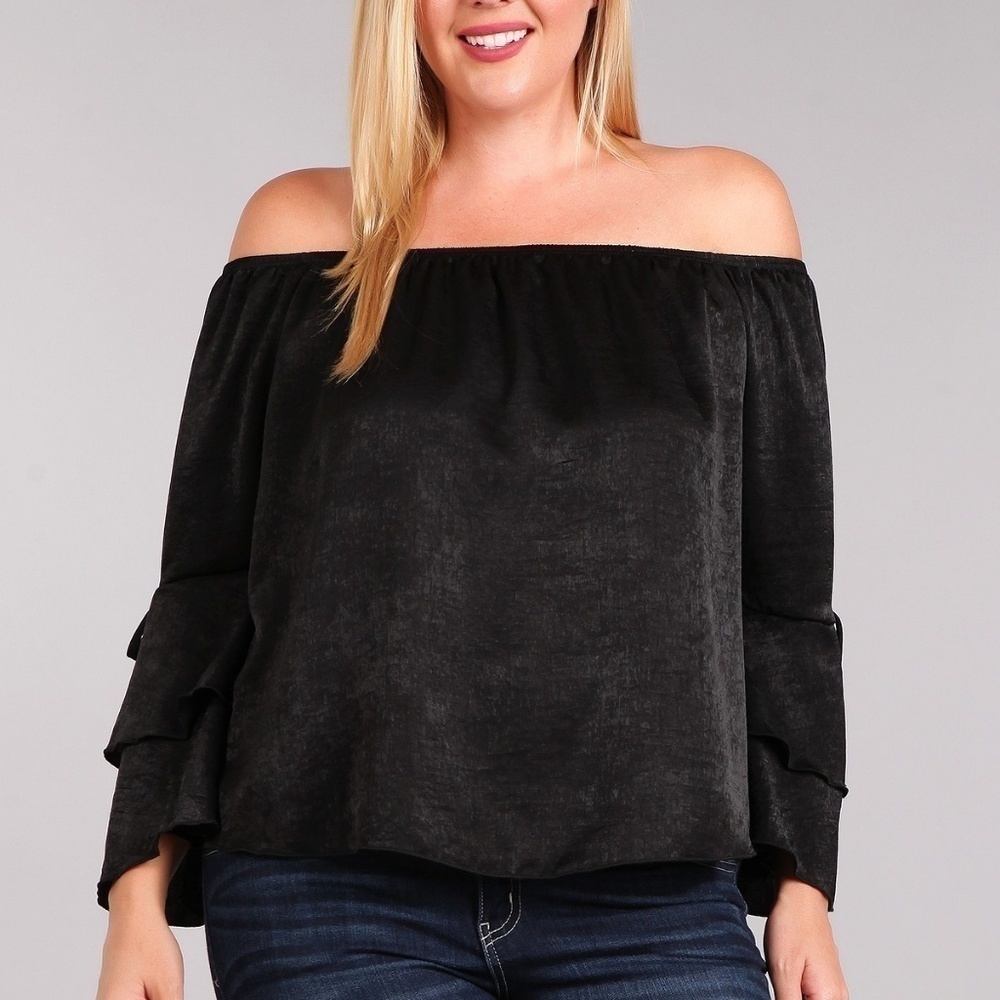 Black Off-the-Shoulder Top - Picture 3 of 4